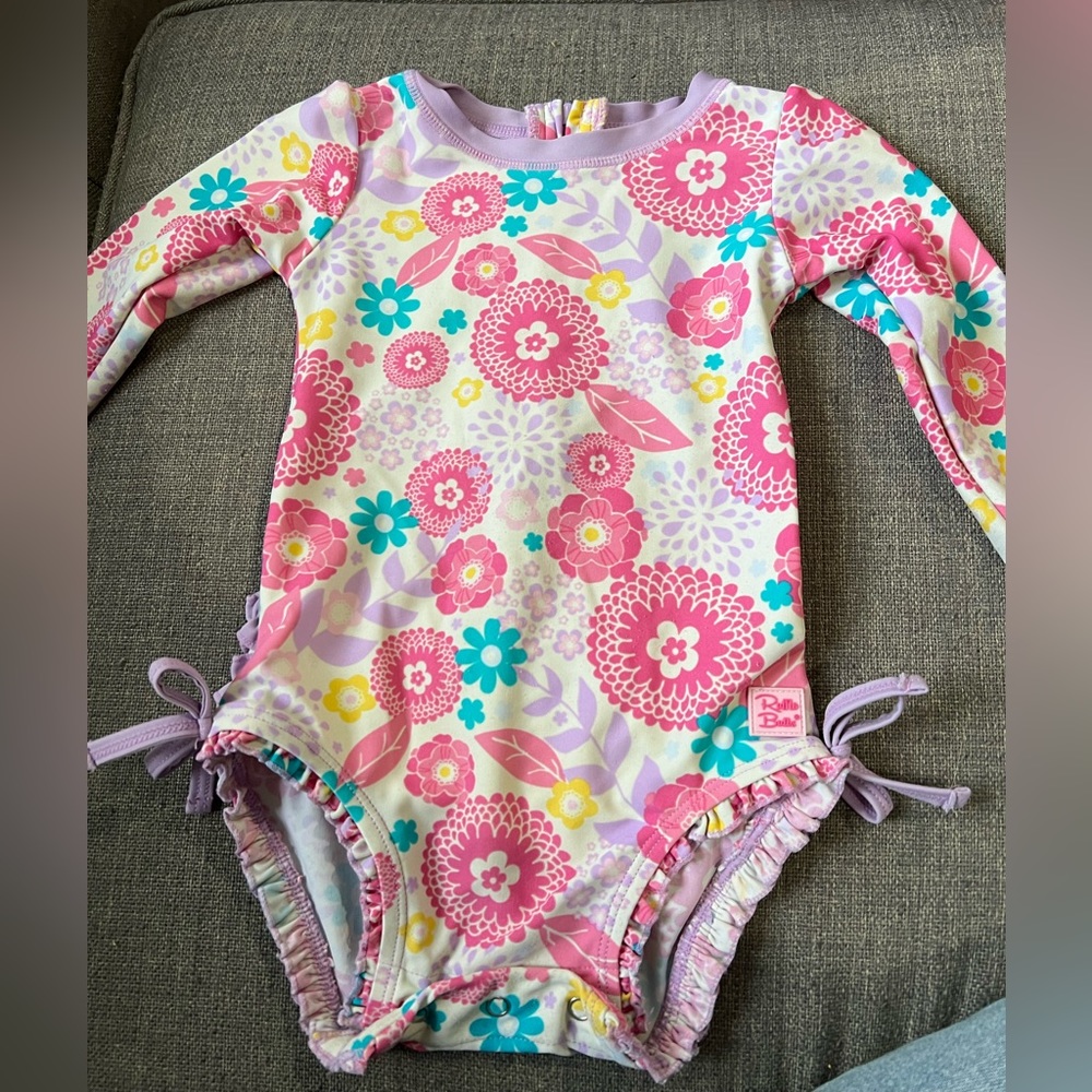 Ruffle Butts Swim floral one piece GUC